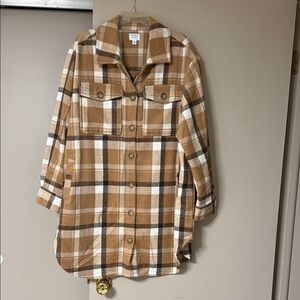 Time and Tru Brown Plaid Utility Jacket